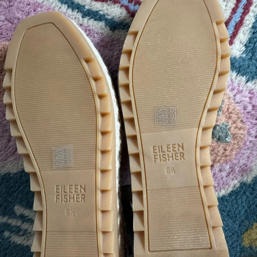 Eileen Fisher Silver Cutout Espadrille Sandals with Jute Platform